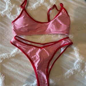 Brand new SHEIN Red and White Gingham Bikini